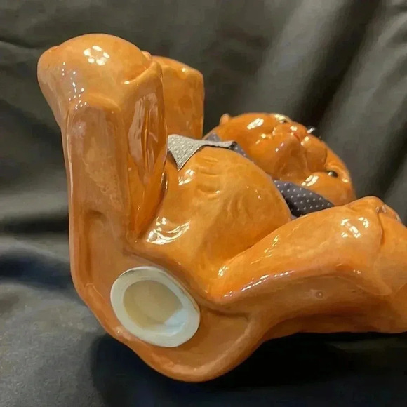 Ceramic Bear Figurine with Bow - Picture 2 of 5